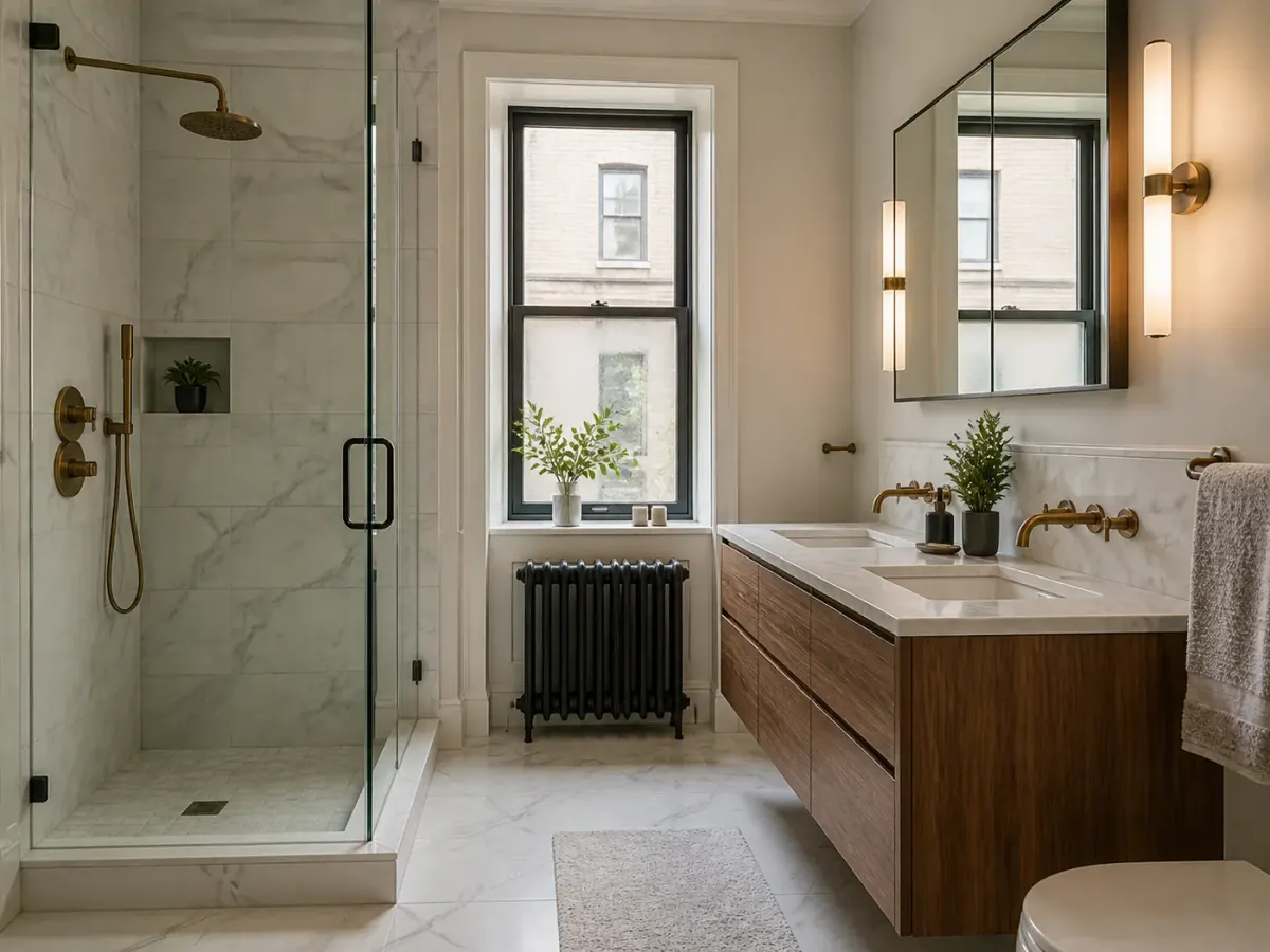 Primary bathroom renovation in a New Rochelle pre-war building