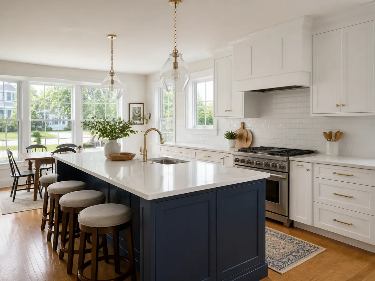 Renovated colonial-style kitchen in a White Plains home
