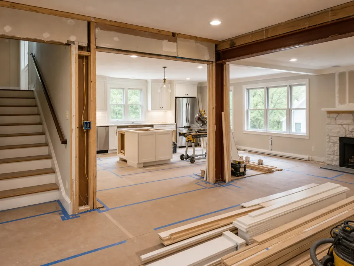 Clean renovation work in progress inside a White Plains home